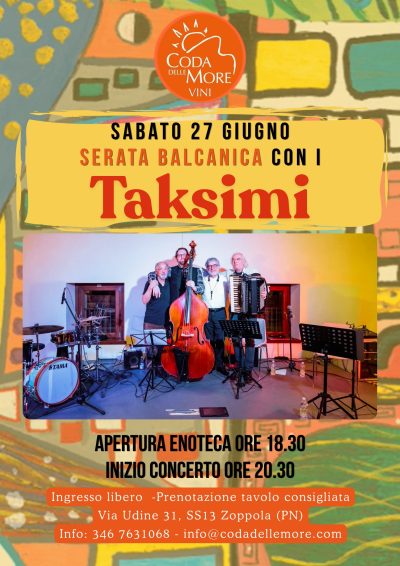 Serata di musica balcanica con i Taximi e cena